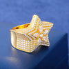 Moissanite Diamond Star Ring Iced Out Pear Cut Mirco Paved Hip Hop Rock Party Finger Rings Jewelry for Man Woman New S925