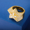 Moissanite Diamond Star Ring Iced Out Pear Cut Mirco Paved Hip Hop Rock Party Finger Rings Jewelry for Man Woman New S925