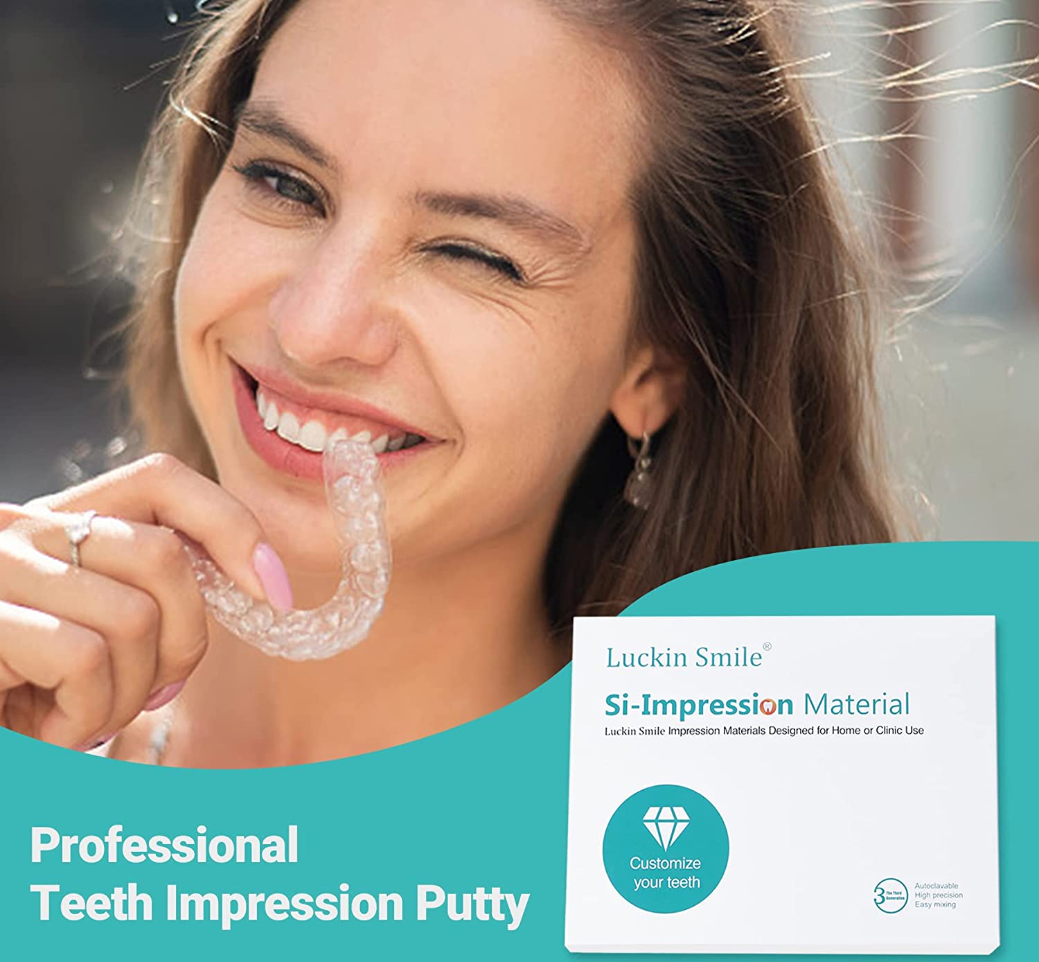 Teeth Impression Kit Putty Silicone Material Tray Teeth Molding Kit for Dental Impression Medium