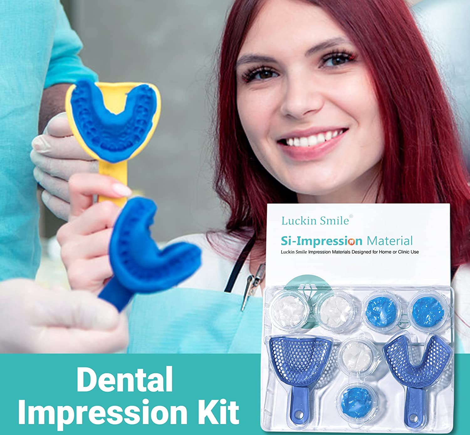 Teeth Impression Kit Putty Silicone Material Tray Teeth Molding Kit for Dental Impression Medium