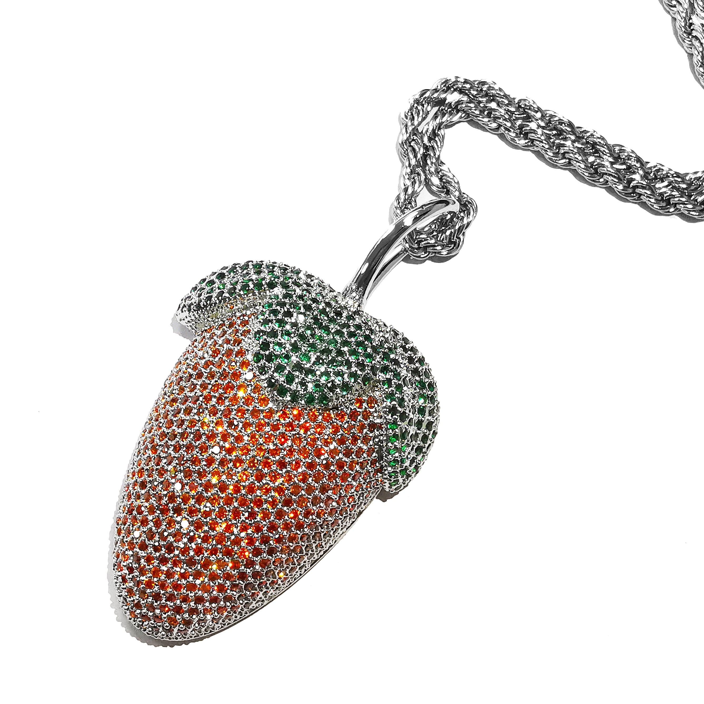 Strawberry Pendant AAA+ 925 Silver Micro Paved Necklace for Men Women