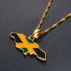 Anniyo Jamaica Map and National Flag Pendant AAA+  Necklaces Gold Color Jamaican  Maps #080406