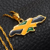 Anniyo Jamaica Map and National Flag Pendant AAA+  Necklaces Gold Color Jamaican  Maps #080406