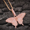 Butterfly Pendant AAA+ Necklace For Men Women 4 Colors Full Cubic Zircon Hip Hop Jewelry Gifts