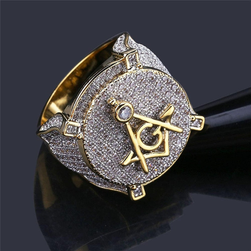 Rock Ring AAA+ For Men Gifts Iced Out Round Micro Pave  Mens Rings