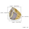 Rock Ring AAA+ For Men Gifts Iced Out Round Micro Pave  Mens Rings