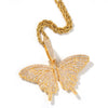 Butterfly Pendant AAA+ Necklace For Men Women 4 Colors Full Cubic Zircon Hip Hop Jewelry Gifts