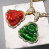 Bling Buddha Pendant AAA+  Necklace With Tennis Chain 8 Colors Jewelry Gifts