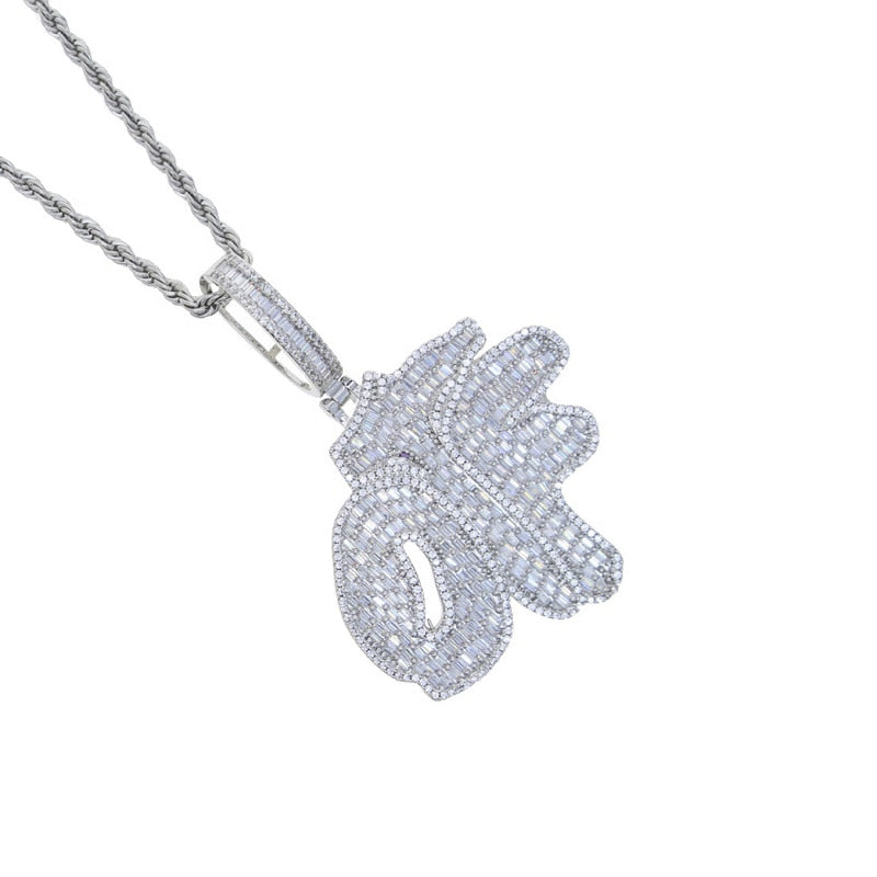 Baguette Letters OTF Pendant AAA+ Necklace Iced Out Men Women Hip Hop Jewelry Free Shipping