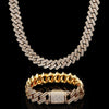 18mm Cuban Chain AAA+ Prong Baguette CZ Cubic Zircon White Gold Plated Luxury Men Necklace Bling Full Diamond Iced Out