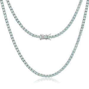 D Color Light Green VVS  Tennis Chain Diamond Bracelet S925 Sterling Silver Necklaces For Women Pass Diamond Test 2022 New