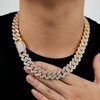 18mm Cuban Chain AAA+ Prong Baguette CZ Cubic Zircon White Gold Plated Luxury Men Necklace Bling Full Diamond Iced Out