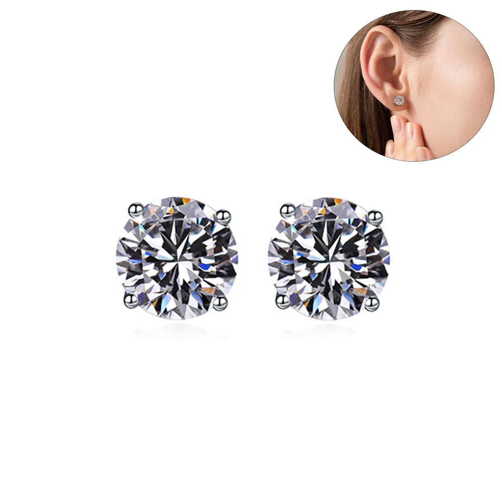 Earring Diamond  0.3-2ct Round Cut Blue Green Diamond 18K White Gold Plated 925 Steling Silver For Women Men