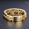 Fashion 24k Gold 10mm  Double Buckle Chain Bracelet Bangle  Gold Plated Men's Jewelry   Bracelet