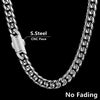 12mm Stainless Steel Jewelry Homme Cadena  Luxury Miami Cuban Link Chain AAA+ Men R