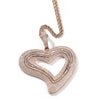 Hollow Out Heart Pendant AAA+ Baguette Necklace Charms Iced Out Prong Setting Hip Hop Jewelry