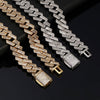 18mm Cuban Chain AAA+ Prong Baguette CZ Cubic Zircon White Gold Plated Luxury Men Necklace Bling Full Diamond Iced Out