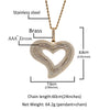 Hollow Out Heart Pendant AAA+ Baguette Necklace Charms Iced Out Prong Setting Hip Hop Jewelry