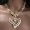 Hollow Out Heart Pendant AAA+ Baguette Necklace Charms Iced Out Prong Setting Hip Hop Jewelry