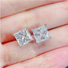 GRA Earring  studs 925 silver hip hop screw back princess cut stud Earring Diamond 9mm