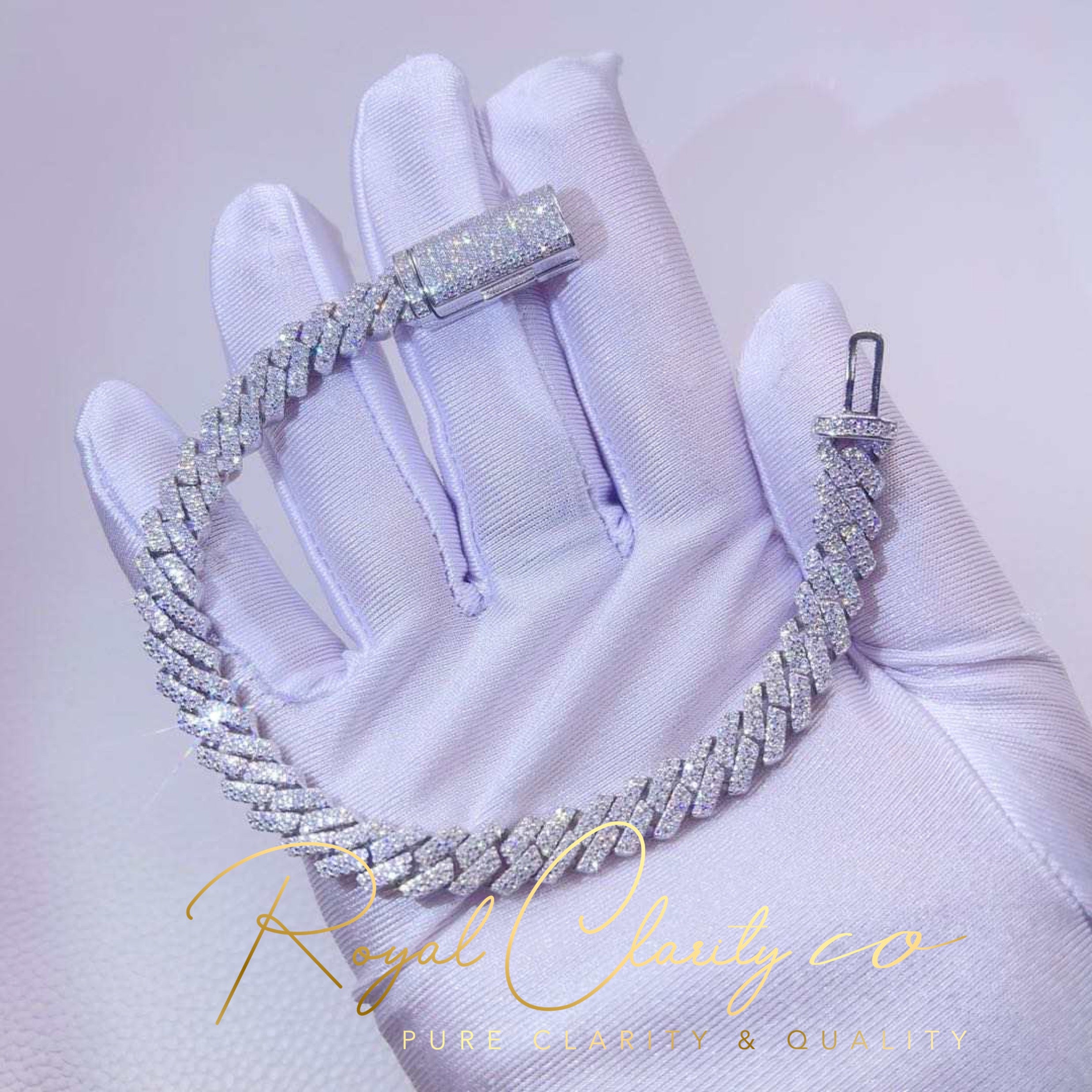 7mm Cuban link Diamond  Bracelet 2 rows  Pronge Set VVS